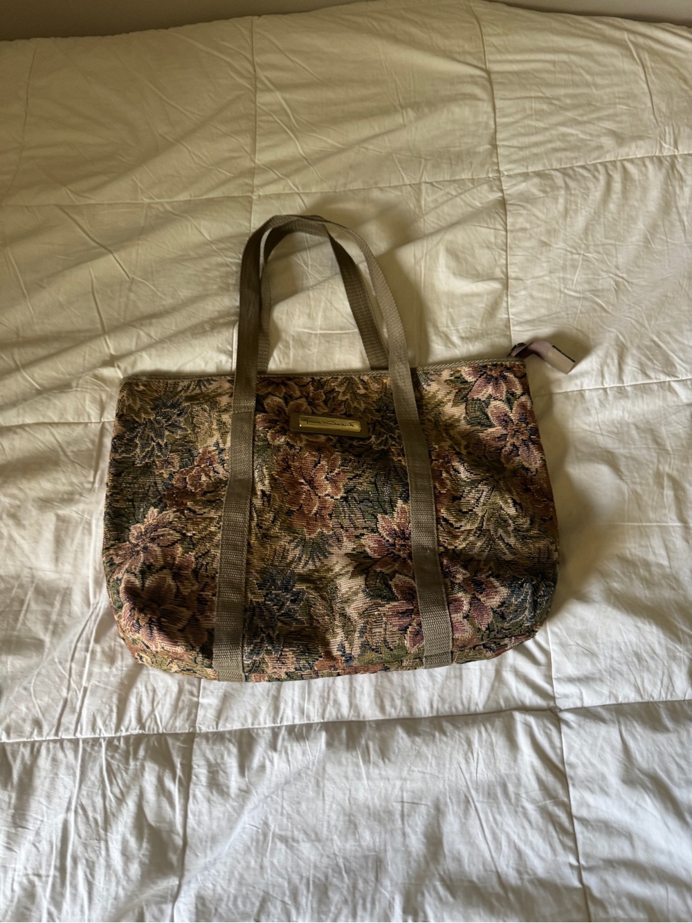 Vintage Gloria Vanderbilt Floral Tapestry Tote Bag - 90s Carpet Bag Style